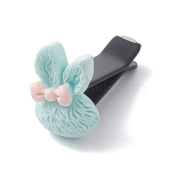 Rabbit with Bowknot Resin Car Air Vent Clips, Automotive Interior Trim, with Magnetic Ferromanganese Iron & Plastic Clip, Light Cyan, 25x17x34mm(JEWB-BR00147-02)