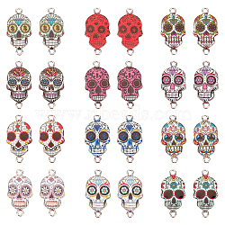 Alloy Enamel Pendants, Cadmium Free & Lead Free, Skull with Pattern, Platinum, Mixed Color, 26x13.5x3.3mm, Hole: 1.8mm, 12 colors, 4pcs/color, 48pcs/box(ENAM-PH0001-42-RS)