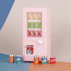 Plastic Miniature Ornaments, Micro Landscape Dollhouse Accessories, Vending Beverage Machine & Drink Can, Pink, 58x47x128mm(PW-WG0C3FC-04)