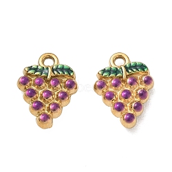 304 Stainless Steel Enamel Pendants, Grape Charms, Ion Plating(IP), Golden, 14x10x4mm, Hole: 2mm(SA-CBA7876-19G)