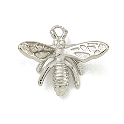 Non-Tarnish 304 Stainless Steel Charms, Bees Charm, Stainless Steel Color, 12x15x4mm, Hole: 1.4mm(STAS-L022-427P)