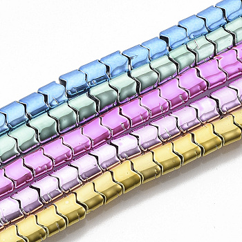 Electroplated Non-magnetic Synthetic Hematite Beads Strands, Mixed Color, 5x5.5x3mm, Hole: 0.8mm, about  93~94pcs/Strand, 15.94 inch(40.5cm)