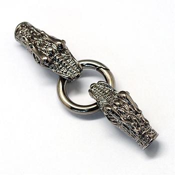 Alloy Spring Gate Rings, O Rings, with Cord Ends, Dragon, Gunmetal, 6 Gauge, 80mm