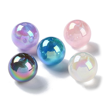 Opaque Acrylic Beads, Round, Mixed Color, 19.5mm, Hole: 2mm