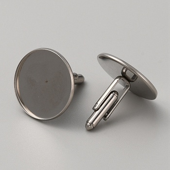 304 Stainless Steel Cuff Button, Cufflink Findings for Apparel Accessories, Stainless Steel Color, 25.8x26.5mm