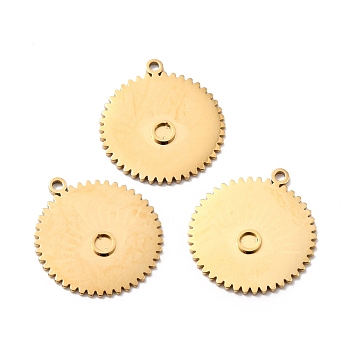 Ion Plating(IP) 316 Surgical Stainless Steel Pendants, Gear with Eye, Golden, 20x18x1mm, Hole: 1.4mm