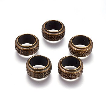 CCB Plastic Beads, Ring, Antique Bronze, 24.5~25x13mm, Hole: 1.4mm, Inner Diameter: 18mm