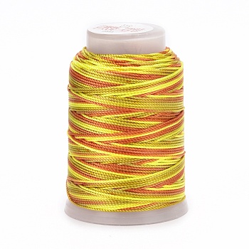 5 Rolls 12-Ply Segment Dyed Polyester Cords, Milan Cord, Round, Gold, 0.4mm, about 71.08 Yards(65m)/Roll