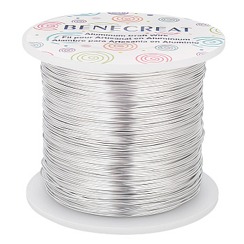 Round Aluminum Wire for Jewelry Making, with Spool, Platinum, 22 Gauge, 0.6mm, about 853.01 Feet(260m)/roll
