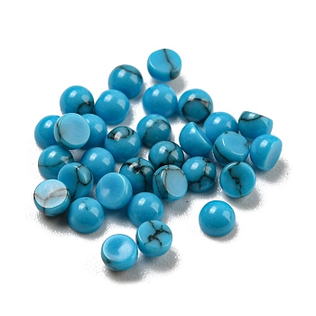 Dyed Handmade Synthetic Turquoise Cabochons, Half Round, 2x1mm