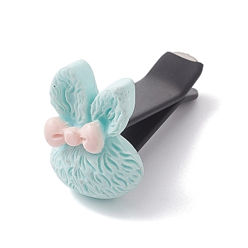 Rabbit with Bowknot Resin Car Air Vent Clips, Automotive Interior Trim, with Magnetic Ferromanganese Iron & Plastic Clip, Light Cyan, 25x17x34mm