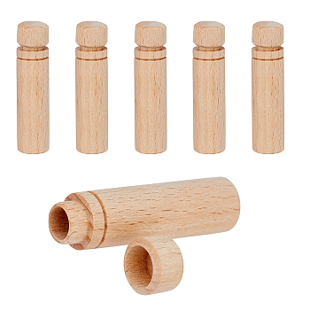 5Pcs Wooden Sewing Needle Holder Storage Case, Needle Tube Toothpick Storage Organizer Box, BurlyWood, 15x59mm