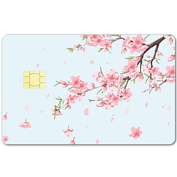 Rectangle PVC Plastic Waterproof Card Stickers, Self-adhesion Card Skin for Bank Card Decor, March Cherry Blossom, 186.3x137.3mm