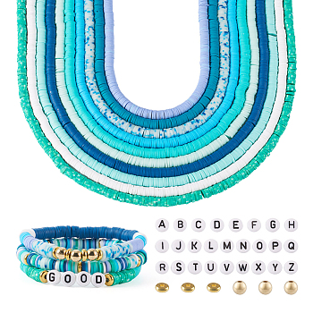 DIY Beads Jewelry Making Finding Kit, Including Handmade Polymer Clay Disc & Brass Spacer & CCB Plastic Round & Acrylic Letter Beads, Mixed Color, 3490~4081Pcs/box