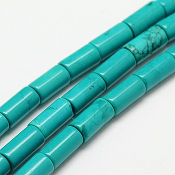 Column Natural Magnesite Beads Strands, Dyed & Heated, Turquoise, 16x8mm, Hole: 1mm, about 25pcs/strand, 15.7 inch
