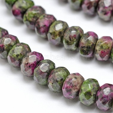Faceted Natural Ruby in Zoisite Rondelle Beads Strands(G-K090-04)-3
