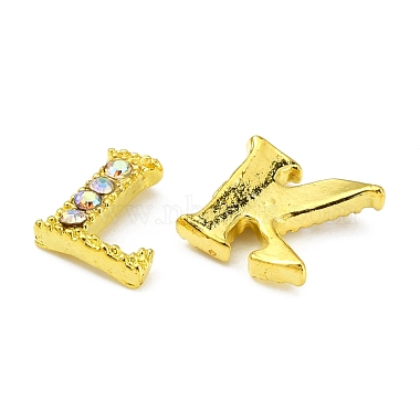 Cabujones de clavos con letras de diamantes de imitación de oro de aleación(MRMJ-S047-023-M)-2