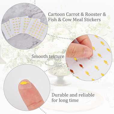 80 Sheets 4 Style Cartoon Carrot & Rooster & Fish & Cow Meal Stickers(DIY-OC0008-68A)-4