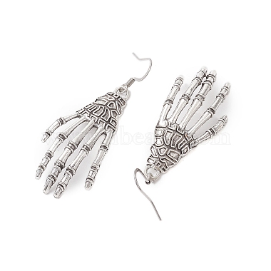 Halloween Themed Skull Hand Dangle Earrings(EJEW-JE06070)-4