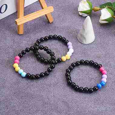 bracelet extensible en perles rondes en acrylique pour femme(BJEW-SW00066-02)-6
