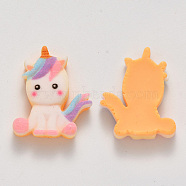 Resin Cabochons, Unicorn, Colorful, 24x19x6mm(X-CRES-N023-23A-01)