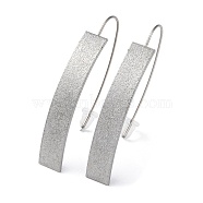 304 Stainless Steel Dangle Earrings for Women, Curved Rectangle, Stainless Steel Color, 46.5x7mm(EJEW-D085-01P-02)