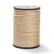 Round Waxed Polyester Thread String, Micro Macrame Cord, Twisted Cord, for Leather Sewing Stitching, PeachPuff, 0.65mm, about 87.48 yards(80m)/roll(YC-D004-02D-003)