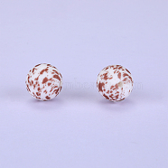 Printed Round Silicone Focal Beads, White, 15x15mm, Hole: 2mm(SI-JX0056A-213)