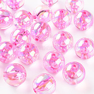 Transparent Acrylic Beads, AB Color Plated, Round, Pearl Pink, 20x19mm, Hole: 3mm, about 111pcs/500g(MACR-S370-B20-708)