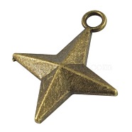 Zinc Alloy Pendants, Cadmium Free & Lead Free, Star, Antique Bronze Color, Size: about 30mm long, 25mm wide, 6mm thick, hole: 3mm(X-PALLOY-QA3330-AB-LF)