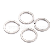 304 Stainless Steel Split Key Rings, Keychain Clasps Findings, Stainless Steel Color, 25x2.5mm, Inner Diameter: 20mm(STAS-H153-01C-P)