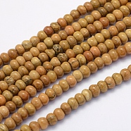 Natural Wood Lace Stone Beads Strands, Rondelle, 6x4mm, Hole: 1mm, about 95pcs/strand, 15.7 inch(40cm)(G-G697-H03)