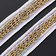 Nylon Ribbon, with Glass Seed Beads, Navajo White, 3/4 inch(19~20mm)(SRIB-N005-001B)
