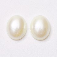 Acrylic Imitation Pearl Cabochons, Oval, Creamy White, 10x8x3.5mm(X-MACR-E007-8x10mm-J02)