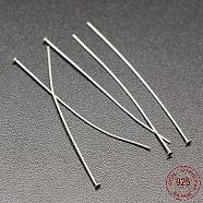 925 Sterling Silver Flat Head Pins, Silver, 38~40x1.5x0.5mm, Head: 1.5mm(STER-M030-C-01S)