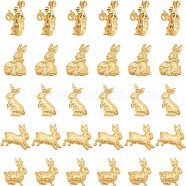 60Pcs 5 Style Easter Theme Rabbit Alloy Small Handmade Cabochons, for DIY Jewelry UV Epoxy Craft Accessories, Golden, 11.5~16x8~14x1~1.5mm, 12pcs/style(FIND-OC0001-50)