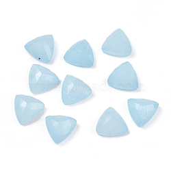 Natural White Jade Cabochons, Dyed, Faceted, Triangle, Light Blue, 10x10x5mm(G-G834-G01-02)