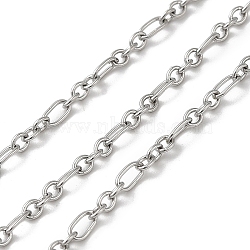 316 Surgical Stainless Steel Cable Chains, with Spool, Soldered, Stainless Steel Color, 2x2x0.4mm & 4x2x0.4mm(CHS-E012-05P)