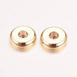 Real 18K Gold Plated Brass Spacer Beads, Nickel Free, Flat Round, 6x1.5mm, Hole: 2mm(KK-E702-13G-NF)