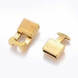 Tibetan Style Alloy Snap Lock Clasps, Antique Golden, Lead Free, Cadmium Free and Nickel Free, Toggle: 22mm long, 12mm wide, 6mm thick, Bar: 19mm long, 12mm wide, 5mm thick, hole: 3x10mm(X-GLF11313Y-NF)