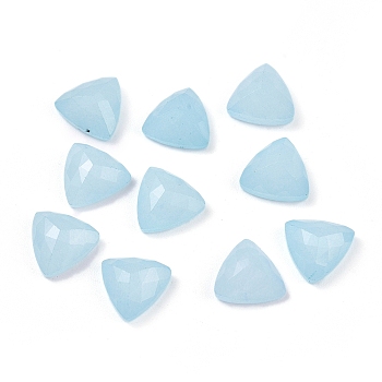 Natural White Jade Cabochons, Dyed, Faceted, Triangle, Light Blue, 10x10x5mm