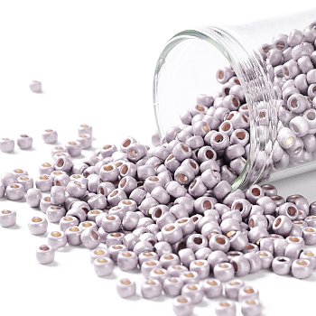 TOHO Round Seed Beads, Japanese Seed Beads, (PF554F) PermaFinish Lavender Metallic Matte, 8/0, 3mm, Hole: 1mm, about 222pcs/10g
