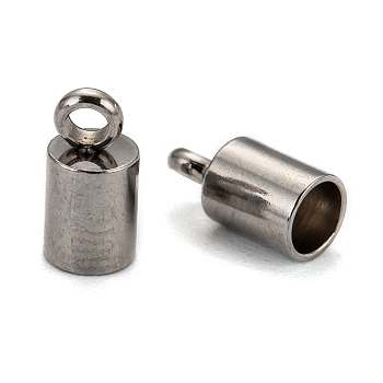 304 Stainless Steel Cord Ends, End Caps, Stainless Steel Color, 8x4mm, Hole: 2mm, Inner Diameter: 3mm