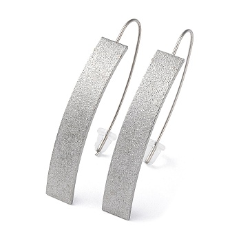 304 Stainless Steel Dangle Earrings for Women, Curved Rectangle, Stainless Steel Color, 46.5x7mm