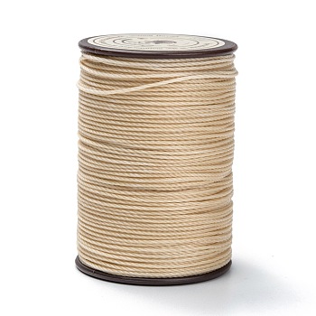 Round Waxed Polyester Thread String, Micro Macrame Cord, Twisted Cord, for Leather Sewing Stitching, PeachPuff, 0.65mm, about 87.48 yards(80m)/roll