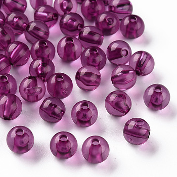 Transparent Acrylic Beads, Round, Magenta, 8x7mm, Hole: 2mm