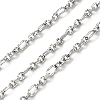 316 Surgical Stainless Steel Cable Chains, with Spool, Soldered, Stainless Steel Color, 2x2x0.4mm & 4x2x0.4mm