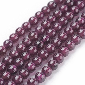 Gemstone Beads Strands, Natural Garnet, Round, Dark Red, 3mm, Hole: 0.5mm, about 65pcs/strand, 7.5 inch