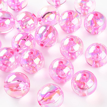 Transparent Acrylic Beads, AB Color Plated, Round, Pearl Pink, 20x19mm, Hole: 3mm, about 111pcs/500g