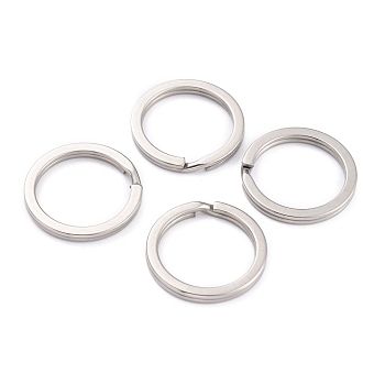 304 Stainless Steel Split Key Rings, Keychain Clasps Findings, Stainless Steel Color, 25x2.5mm, Inner Diameter: 20mm